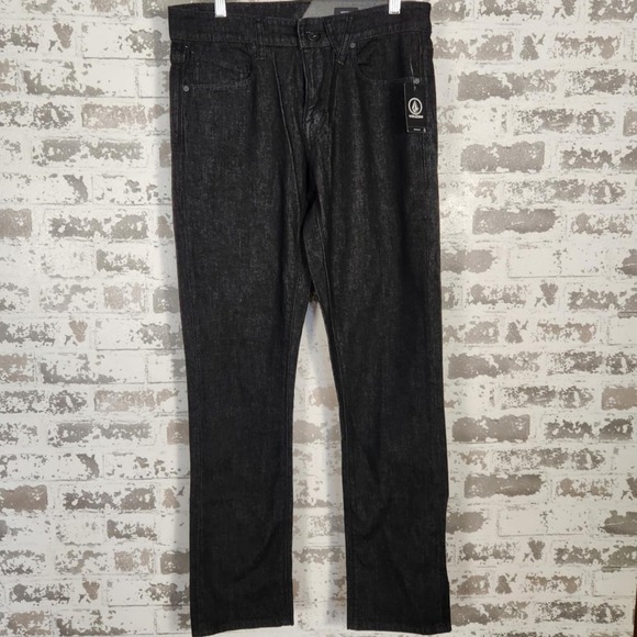 Volcom Vorta Mens Jeans Slim Straight Stretch Denim Black  Size 30x32 Skater - Picture 1 of 16